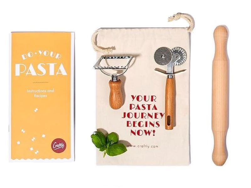 Craftly Gourmet Pasta Kit with ingredients and tools ready for use