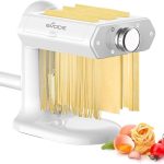 GVODE 3-in-1 pasta attachment displayed with fresh pasta sheets and noodles.