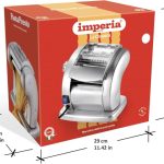 Imperia Pastapresto electric pasta maker on a kitchen counter, highlighting its standout design and features.