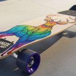 Sangde Easy Way 31-inch cruiser skateboard with colorful deer graphic on maple deck, ready for beginner riders.