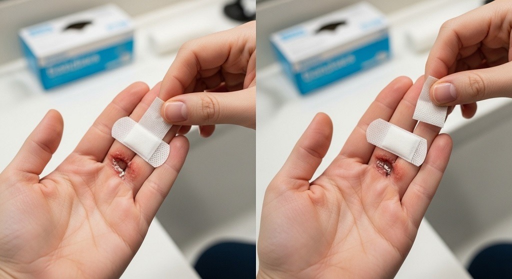 Bandaging a cleaned animal bite at home