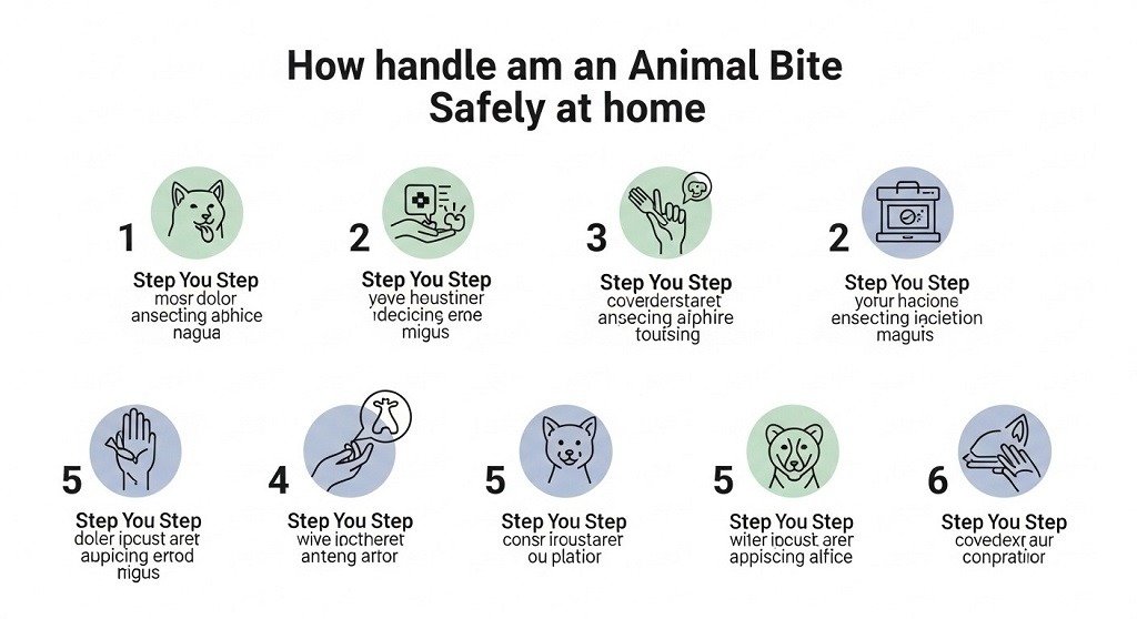 Applying antiseptic to a minor animal bite