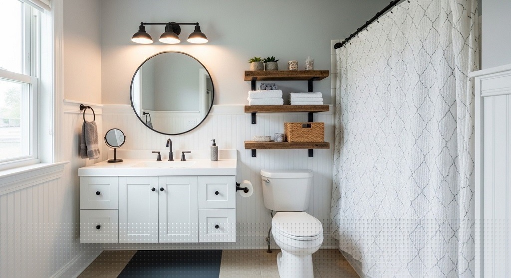 Budget bathroom remodeling with modern fixtures