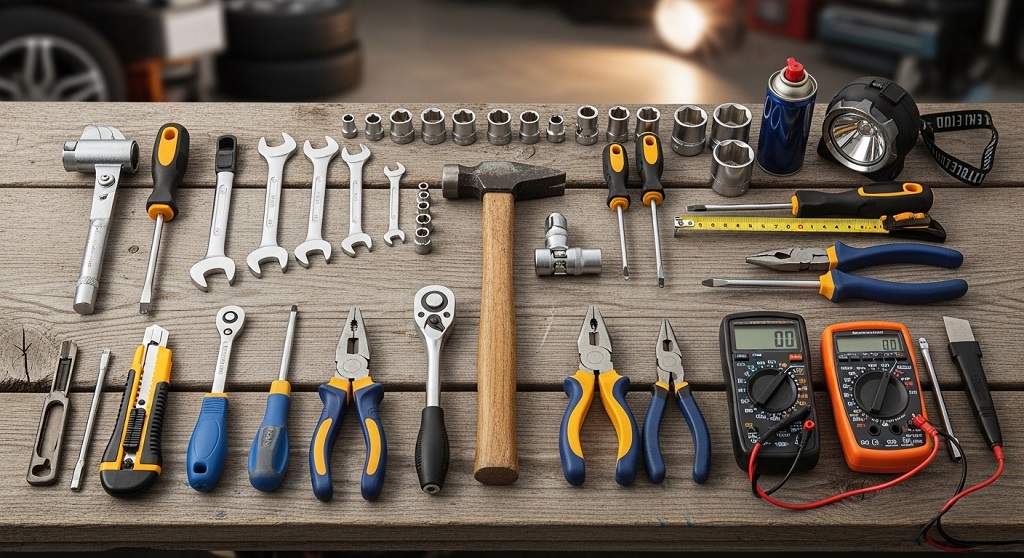 Mechanic using diagnostic scanner on modern vehicle engine system