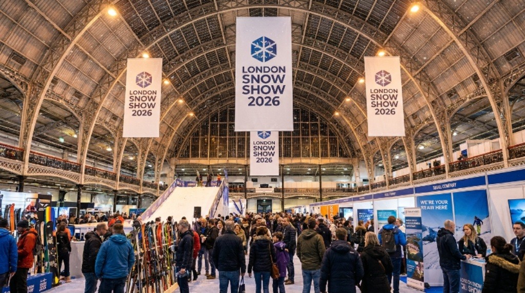 London Snow Show 2026 exhibition hall at Olympia London