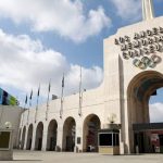 LA28 Olympic Games official logo over the Los Angeles skyline