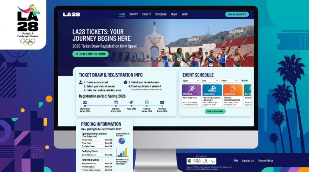 LA28 Olympics Tickets 2026 registration portal with ticket draw, pricing, and event schedule information