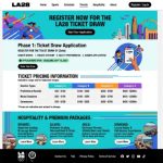 LA28 Olympics tickets registration page showing ticket draw, pricing, schedule, and hospitality package information