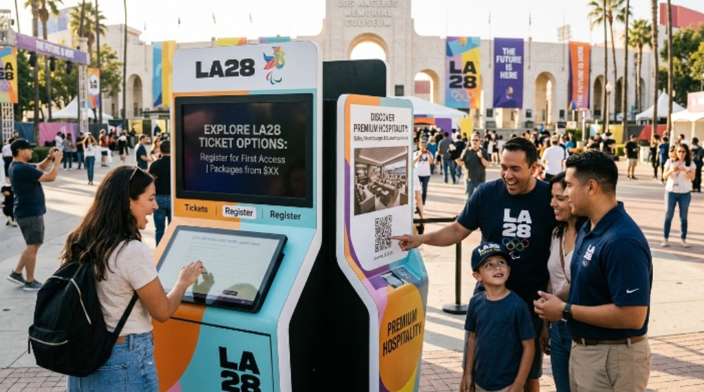Fans exploring LA28 ticket options, registration process, and premium hospitality experiences