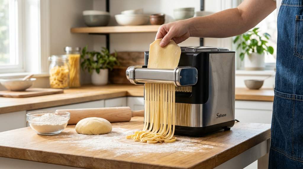 Sailnovo pasta maker cutting spaghetti and fettuccine noodles