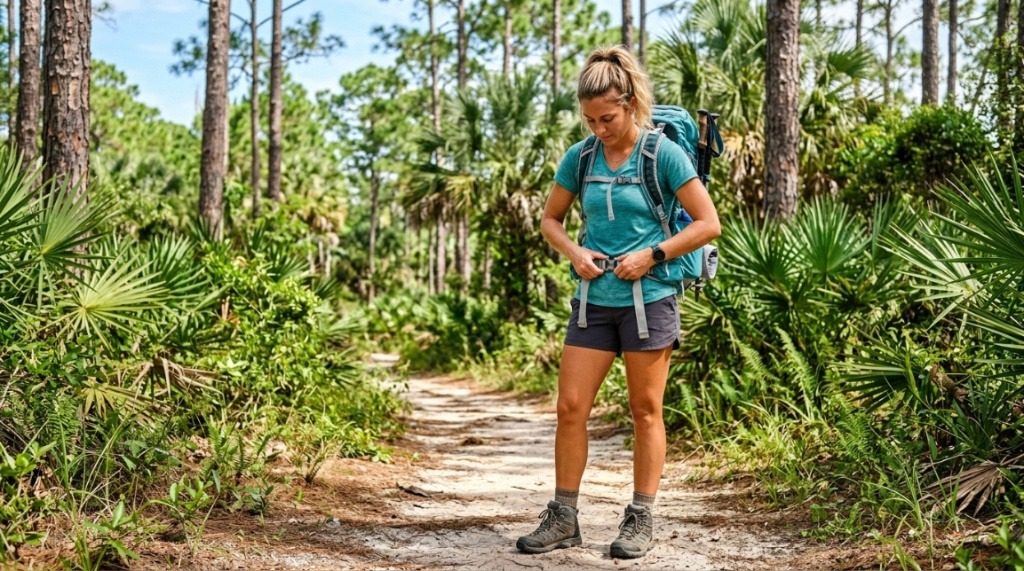 Close up of breathable mesh back panel on a hiking backpack.